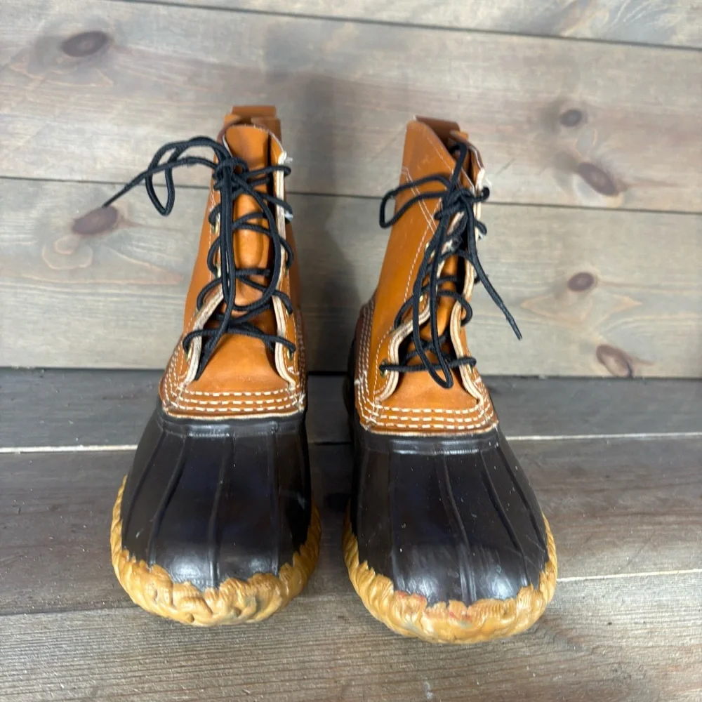 ll bean duck boots womens size 7 shoes brown leather waterproof hunting shoes
